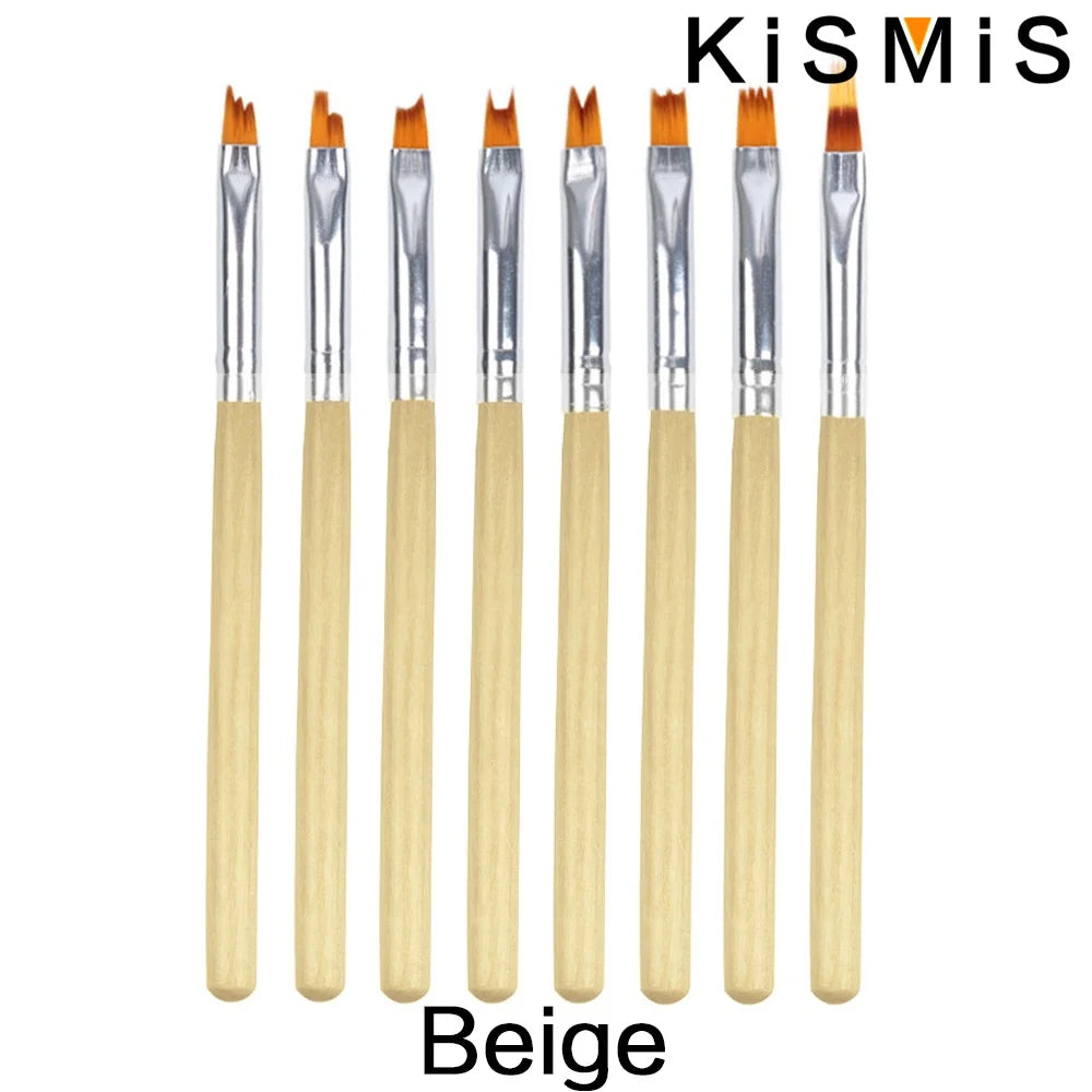 Nailina ArtBrush Set | 8-teiliges Pinselset | Für Feine Nail Art & Gel-Designs | Ergonomische Holzgriffe