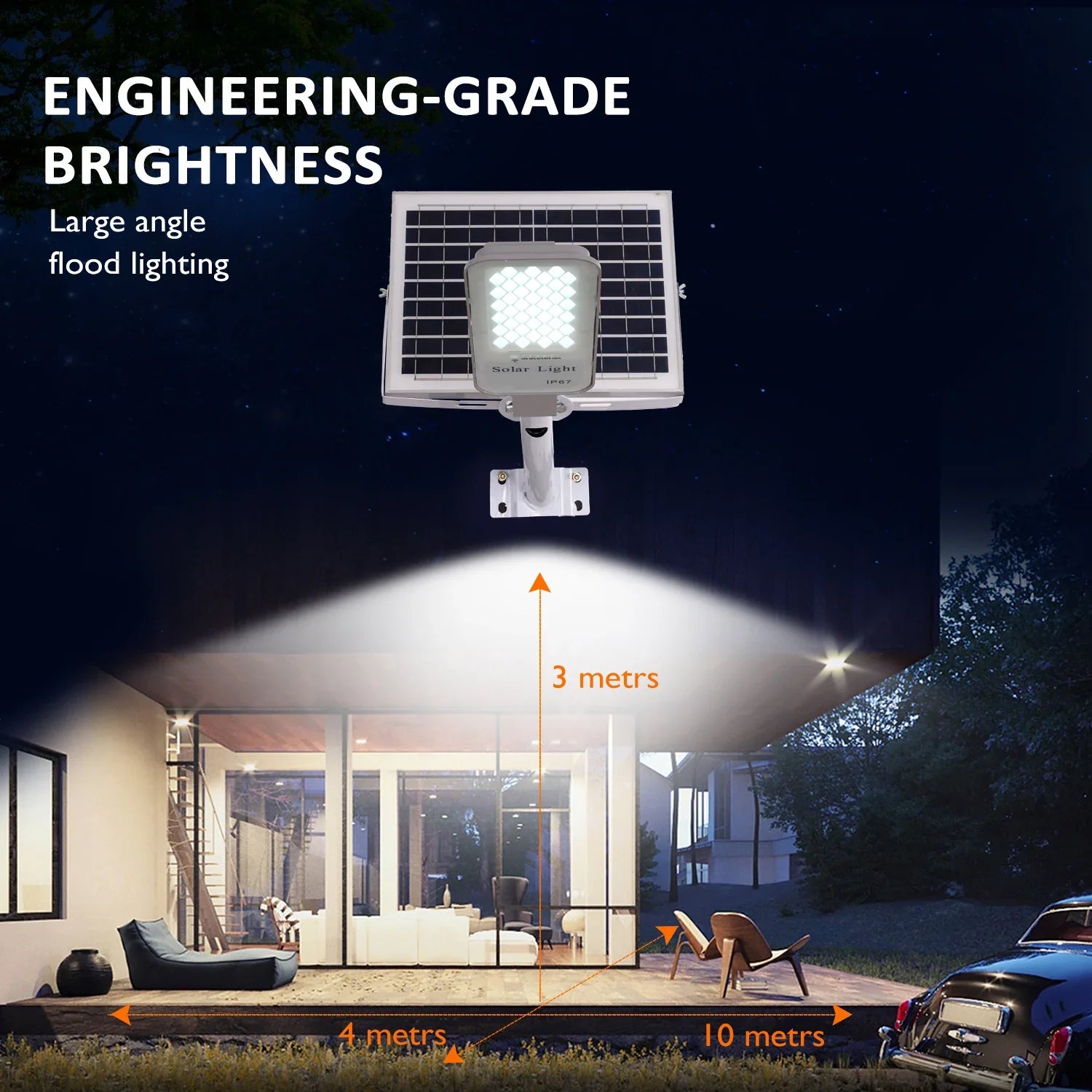 SunLite 250W LED-Solarleuchte | Bewegungssensor | 3 Lichtmodi | Wetterfest | Kabellos