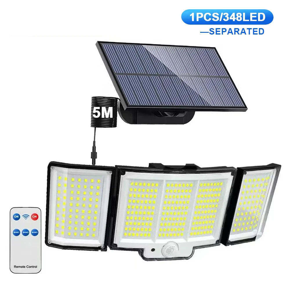 Solarleuchte SunSentinel | 318 LEDs mit Bewegungssensor | 3 Modi & IP65 Schutz | Für Garten, Terrasse & Zaun