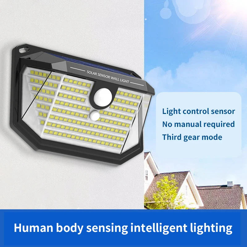 LumaLight T22 | Solarbetriebene Wandleuchte | Bewegungssensor & Wetterfest | 178 LEDs