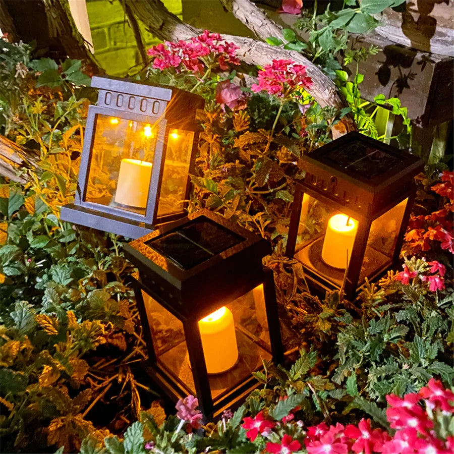 GlowAura Solar Lantern | Kerzenlicht-Effekt | Automatischer Dämmerungssensor | Wetterfest IP44
