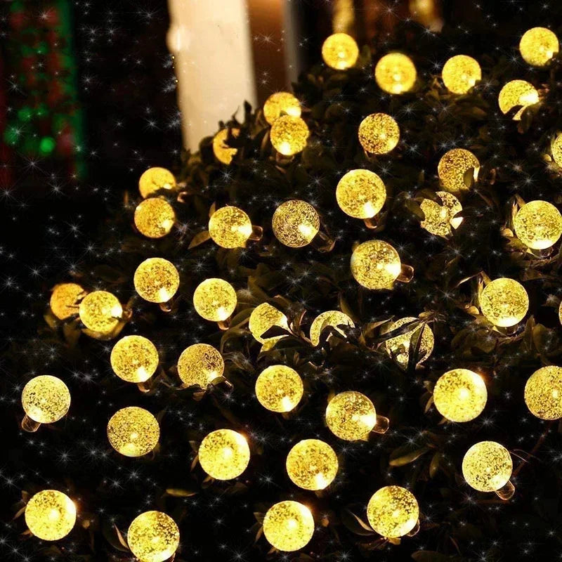 LumaGlow Solar Lichterkette | Kristallkugeln mit 8 Modi | Für Garten & Terrasse