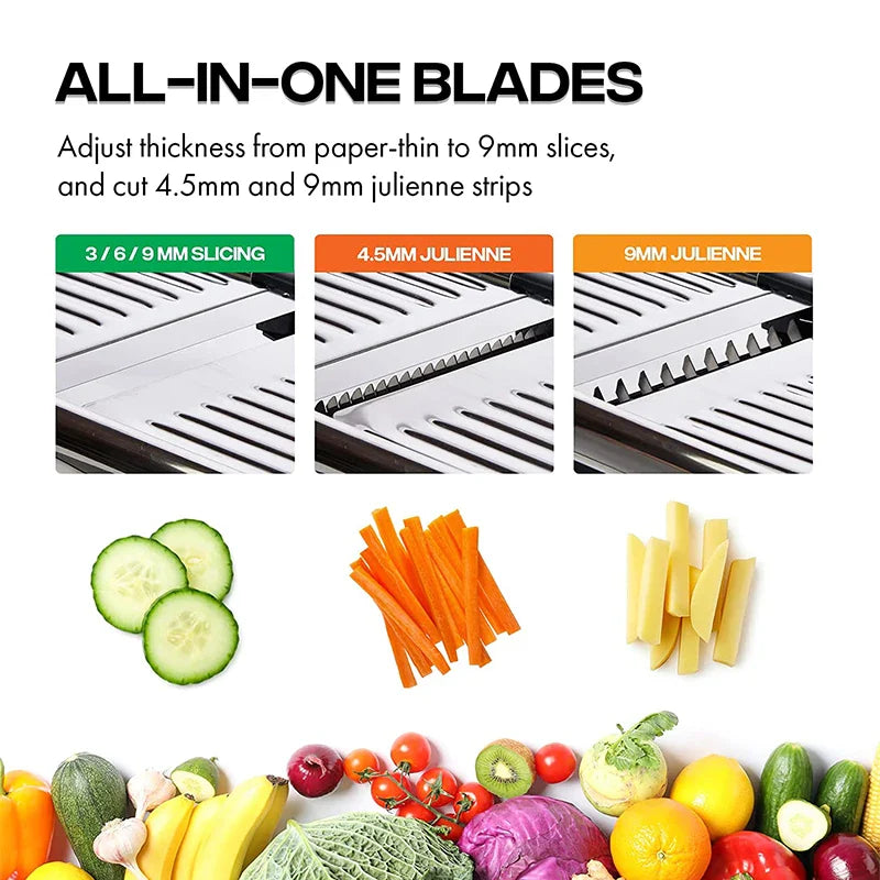 CutMaster Mandoline | Verstellbar & Präzise | Edelstahlklingen | Für Gemüse & Obst