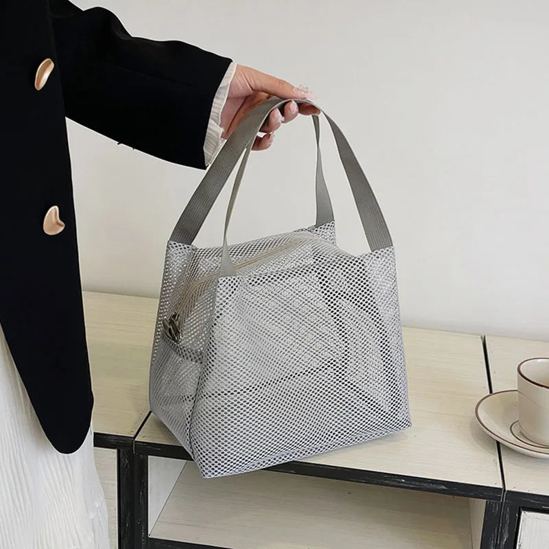 FlexiCarry Mesh-Tasche mit Griff | Leicht & Vielseitig | Für Reise, Strand & Kosmetik