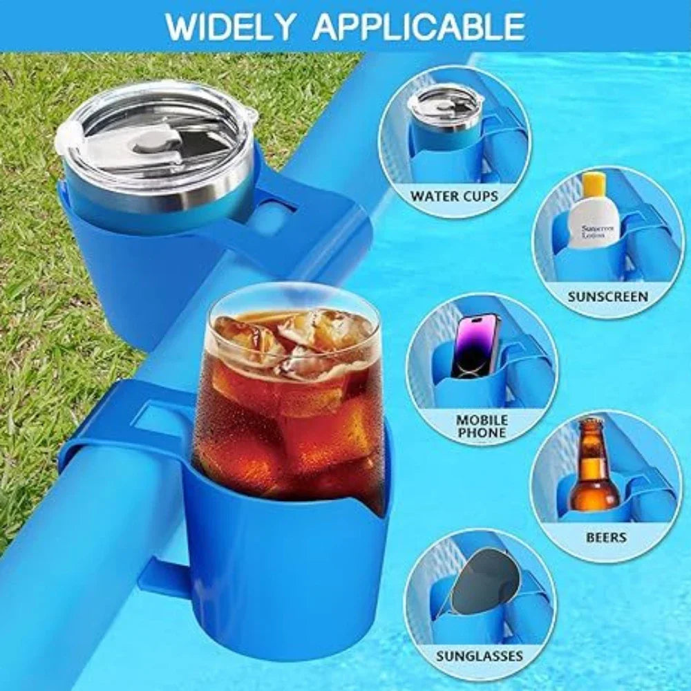 AquaGrip Getränkehalter | Flexibel & Stabil | Clip-on Poolablage | Für Dosen & Gadgets
