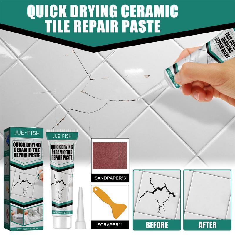 Fixuvo Fliesenpaste | Reparatur von Rissen & Kratzern | Für Keramik & Marmor | 100 ml