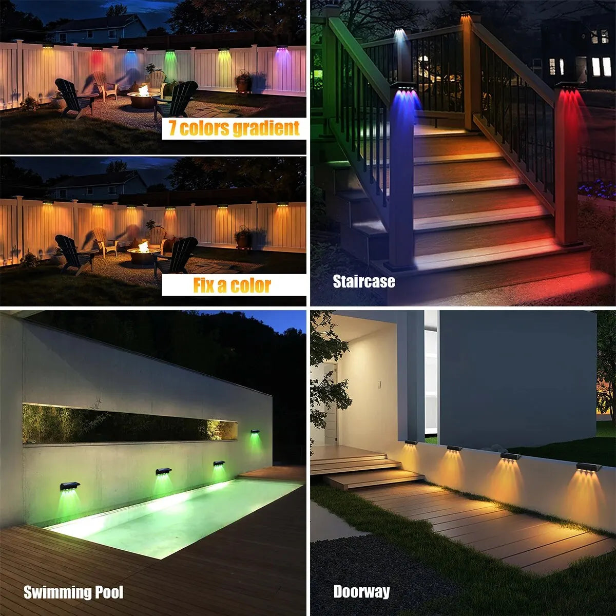 LumaLux SolarLight | Art-Deco Zaunleuchte | RGB-Farbwechsel | Solarbetrieben