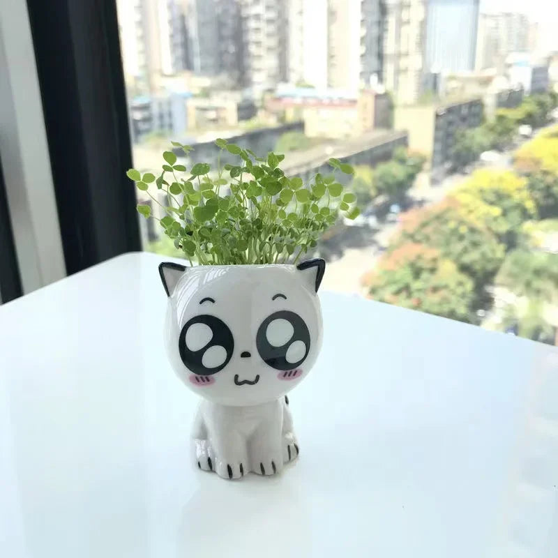 PurrPlant Mini-Keramiktopf | Niedliches Katzendesign | Für Schreibtisch & Deko