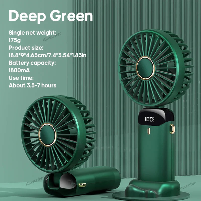 Airlio BreezeFlex | Mini-Ventilator 3-in-1 | Powerbank & LED-Display | 5 Windstufen | Tragbar & Verstellbar