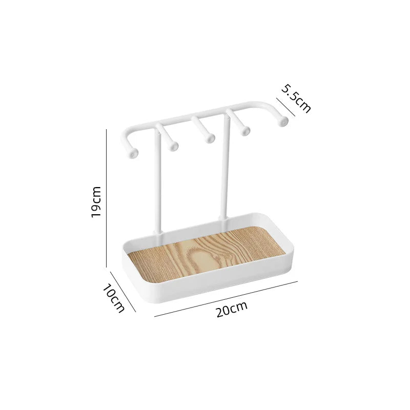 JewelHaven | Eleganter Schmuck-Organizer mit Holzablage | Für Ohrringe, Ketten & Ringe | Dekorativ & Praktisch