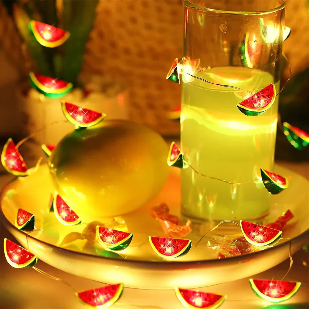FruttiLight | LED-Lichterkette im Wassermelonen-Design | Batteriebetrieben, flexibel & bunt | Gartenpartys, Balkon & Sommerdeko