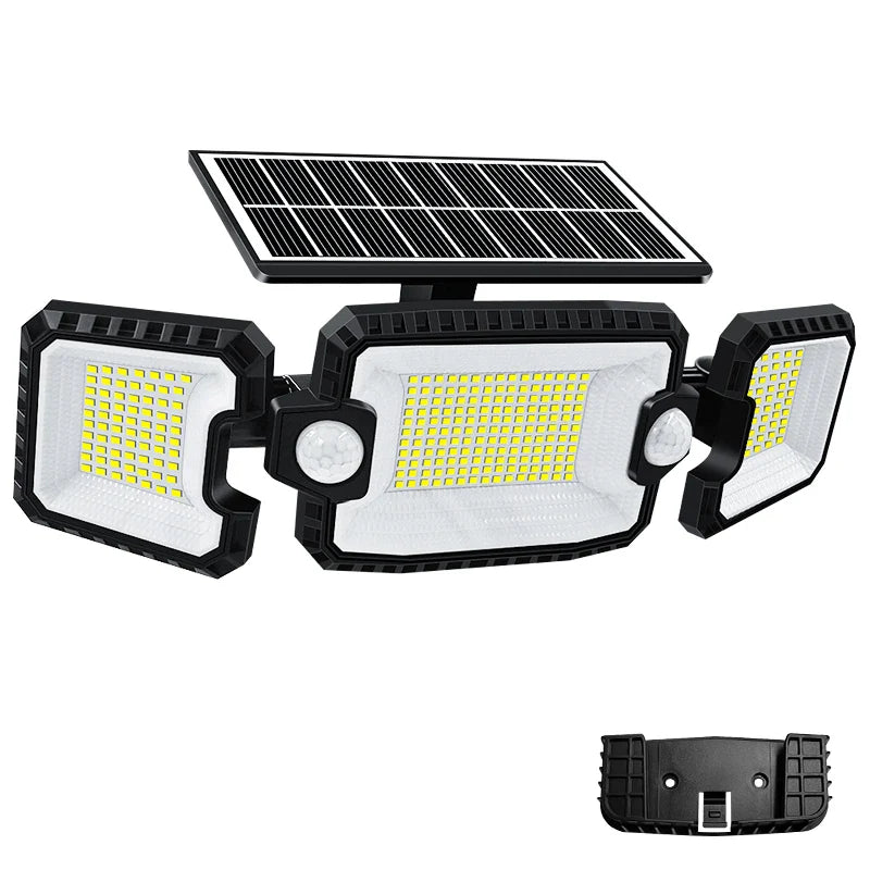 BrightGuard SolarLight | Solar-Bewegungsmelder | 167 LEDs | 3 Schwenkbare Köpfe | IP65