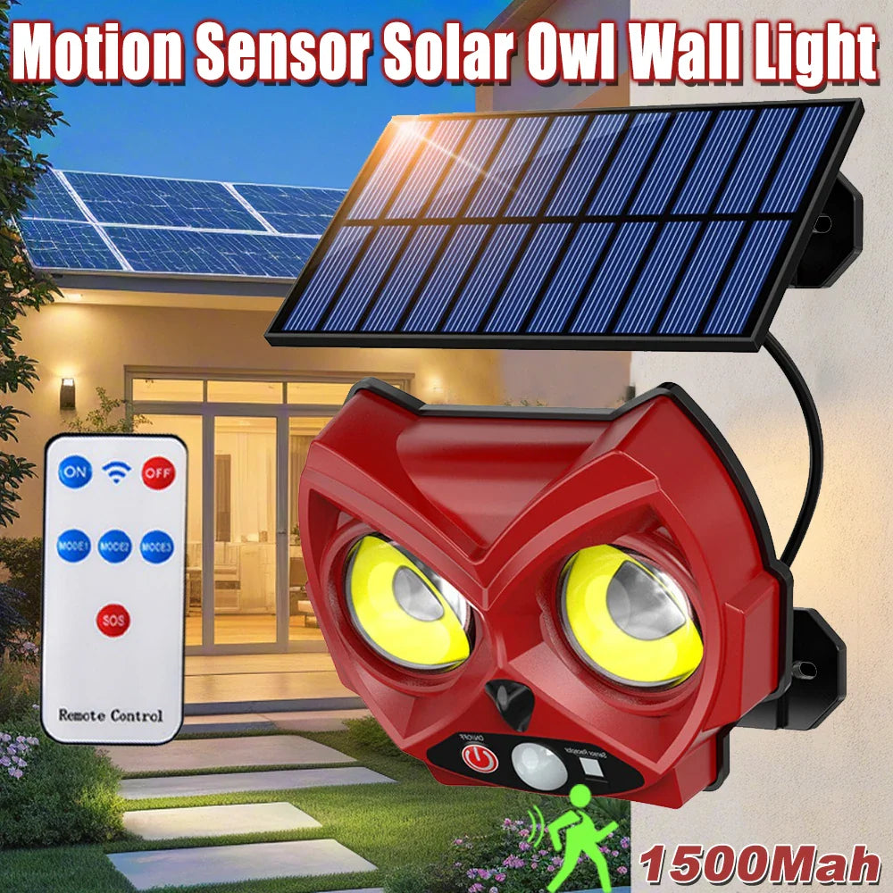 OwlBright Solarleuchte | 3 Lichtmodi | Mit Bewegungssensor | Dekorative Eulenform