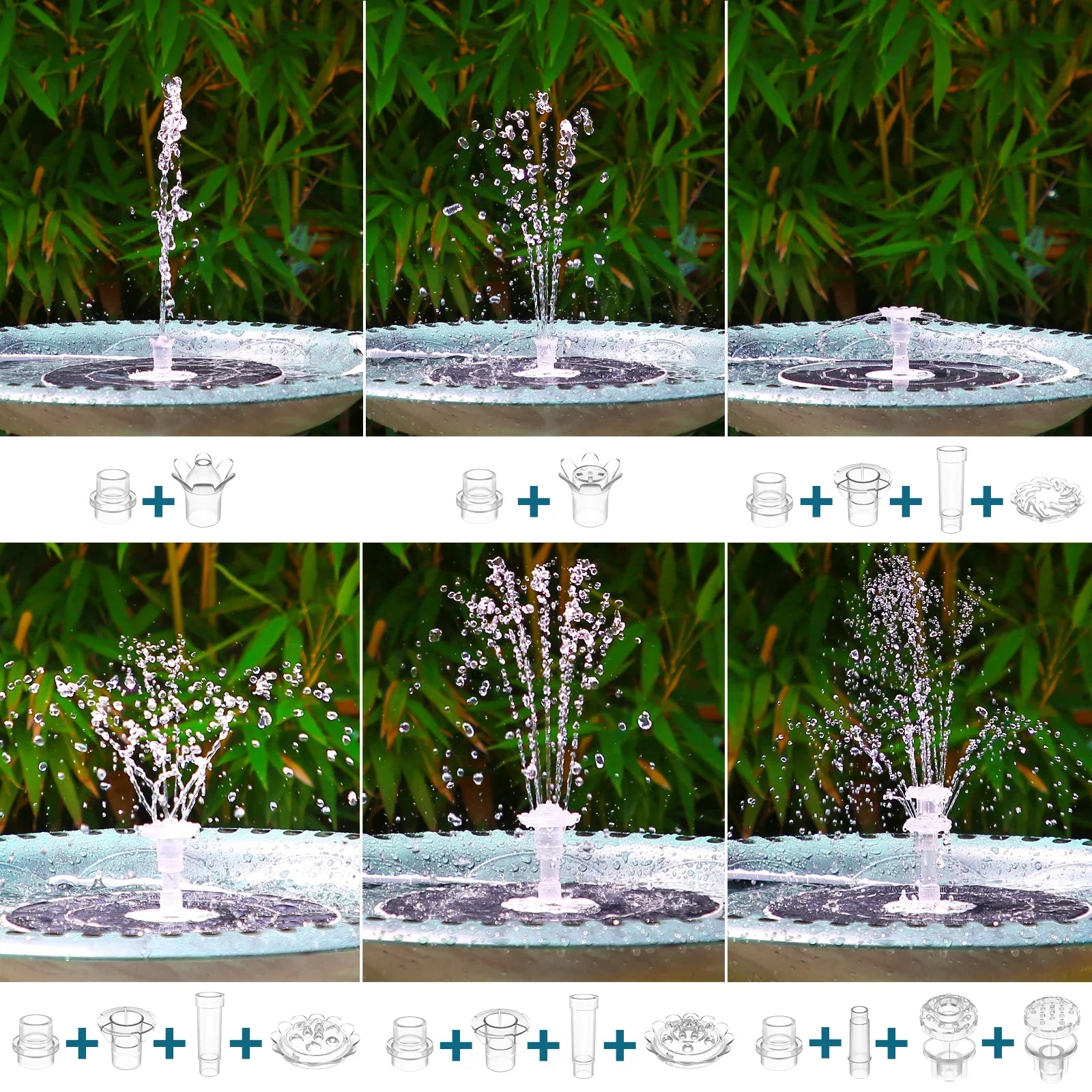 AquaGlow Fountain | Solar Springbrunnen mit LED-Beleuchtung | 16 Düsen & 5000mAh Akku