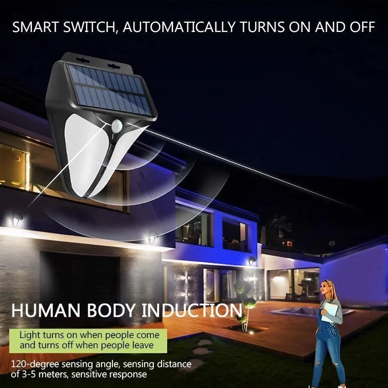 Solarya LED Solar-Wandleuchte | 38 LEDs & Bewegungsmelder | IP65 Wasserdicht | Schwarz