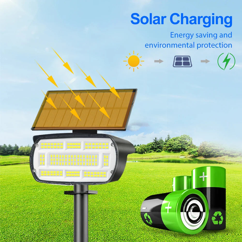 Solantra Solarstrahler | 136 LEDs mit 3 Lichtmodi | IP65 Wetterfest & Solarbetrieben | Für Garten, Einfahrt & Wand