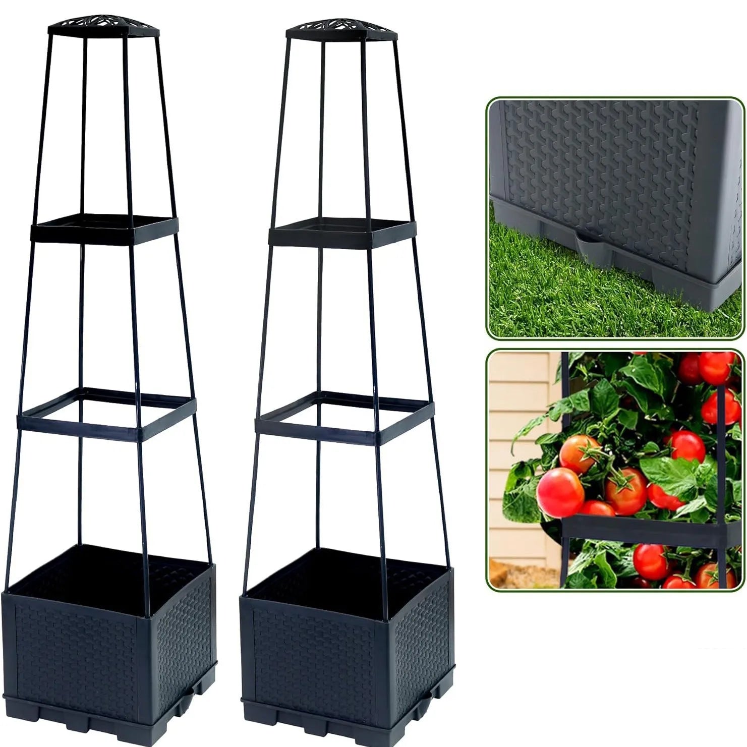 GardenPro VertiGrow Tower | Vertikales Hochbeet mit Rankhilfe | Für Gemüse & Kletterpflanzen | Mit Wasserreservoir