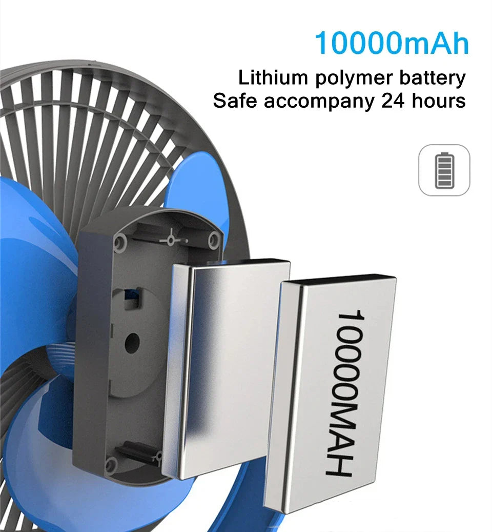 AerisClip Akku-Ventilator | 360° Rotation | 10000mAh | Mit Clip & USB-C