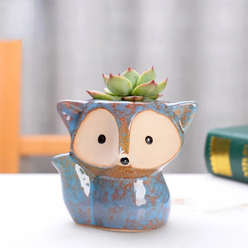 BloomTail | Handgefertigter Keramik-Pflanztopf | Tierisches Design | Für Sukkulenten & Mini-Bonsai