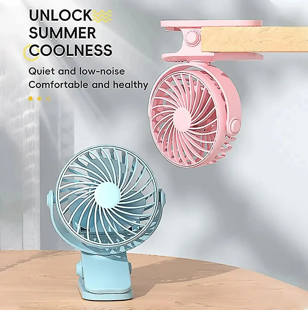 CoolClipX | USB Clip- & Tischventilator | 360° Rotation & Nachtlicht | Für Büro, Zuhause & Unterwegs