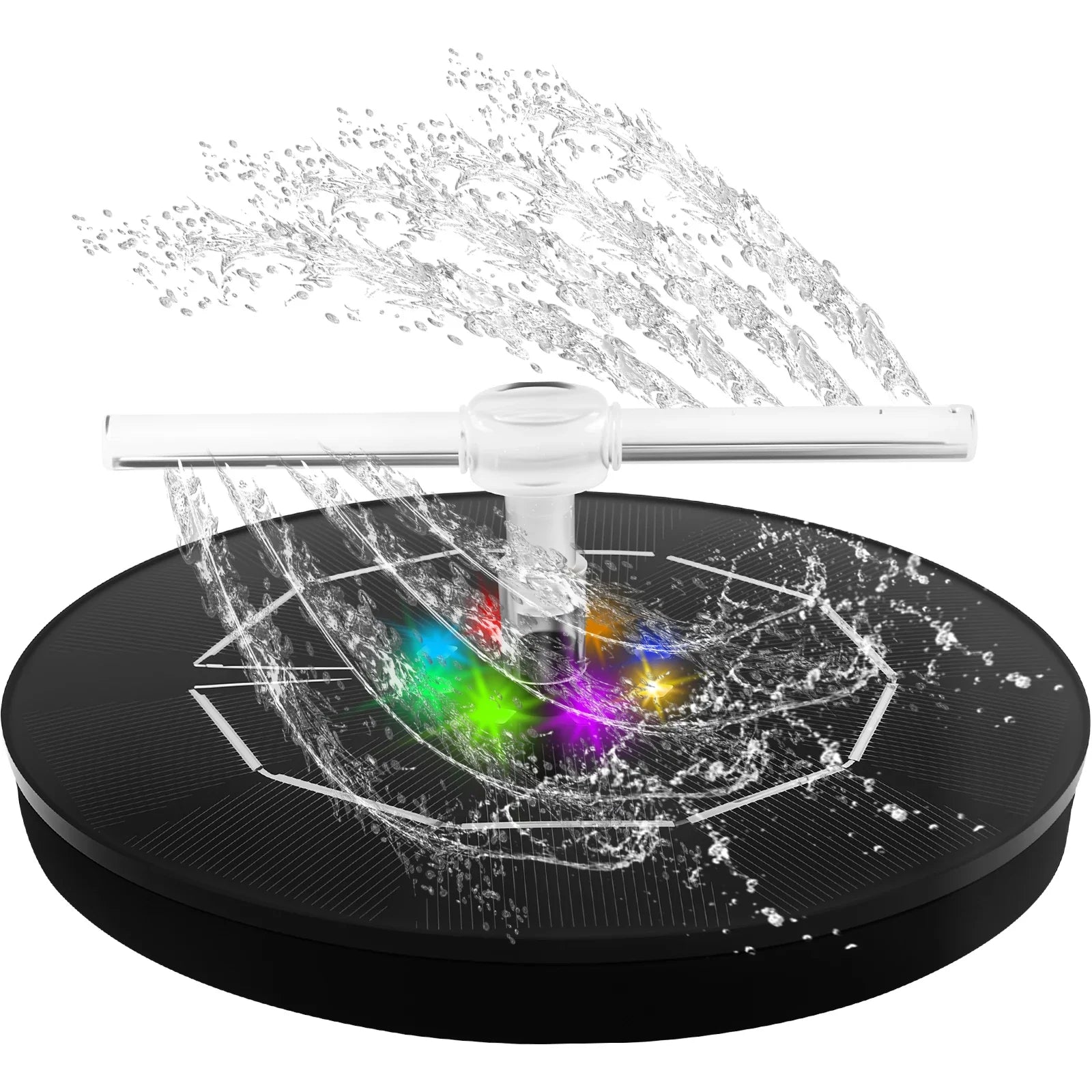 AquaSpark 36 | Solarbetriebener Springbrunnen | LED-Beleuchtung & 7 Fontänenaufsätze