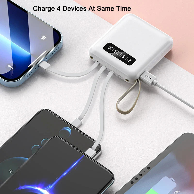 PowerLite ChargeHub | Kompakte Powerbank | Integrierte Kabel & LED-Anzeige | 20.000mAh