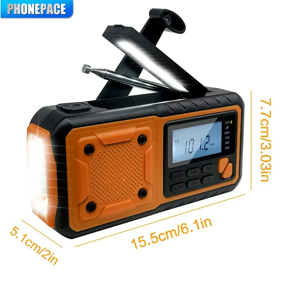 ResQPower | 4-in-1 Solar-Notfallradio | Mit SOS-Alarm, LED-Licht & Powerbank | USB, Handkurbel & Solar aufladbar