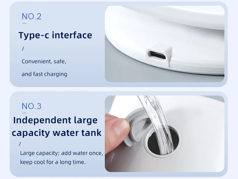 CoolAir Breeze | 3-in-1 Ventilator & Luftbefeuchter | Kompakt und USB-betrieben | 7 Farben Stimmungslicht
