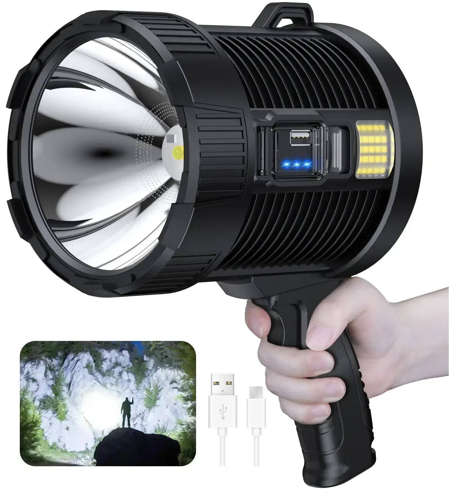 Nightrax 1000X | 900.000 Lumen Taschenlampe | Solar & USB | Mit Seitenlicht & Powerbank