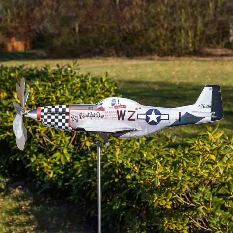 AeroSpin | Windspiel Flugzeugdesign | Edelstahl wetterfest | Für Garten & Balkon