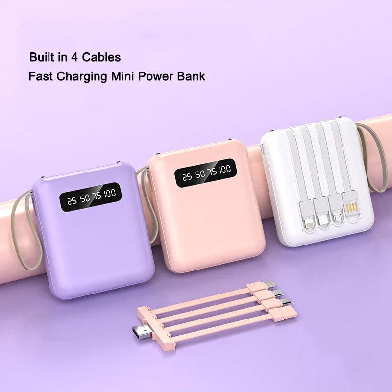 PowerLite ChargeHub | Kompakte Powerbank | Integrierte Kabel & LED-Anzeige | 20.000mAh