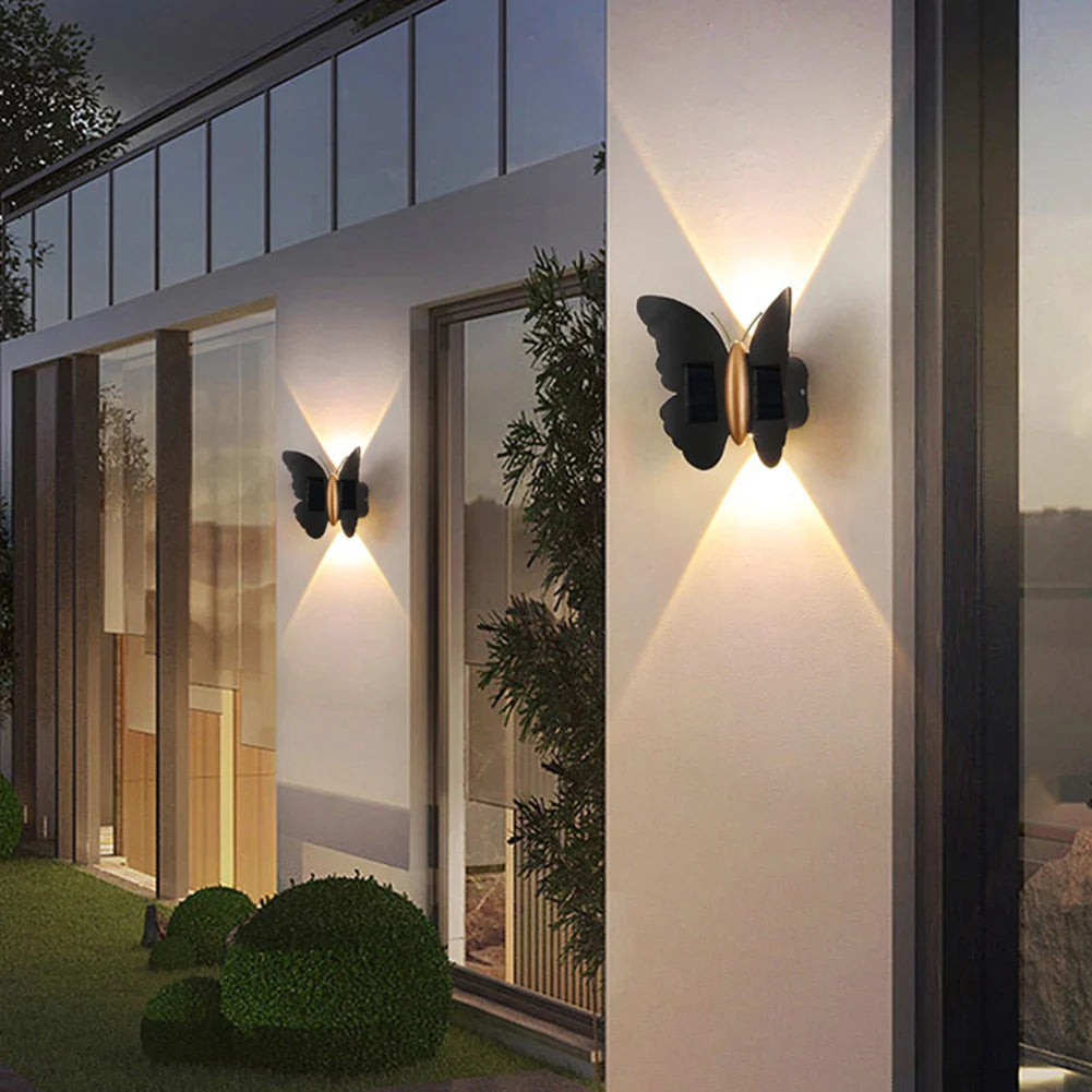 Solarys | Solar Wandleuchte | Schmetterlingsdesign | Mit Bewegungssensor