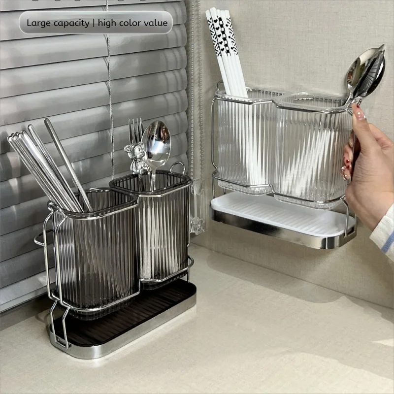 DryTwin | Besteckbehälter mit Doppelkammer | Wand- & Standmontage | Abnehmbar & hygienisch belüftet
