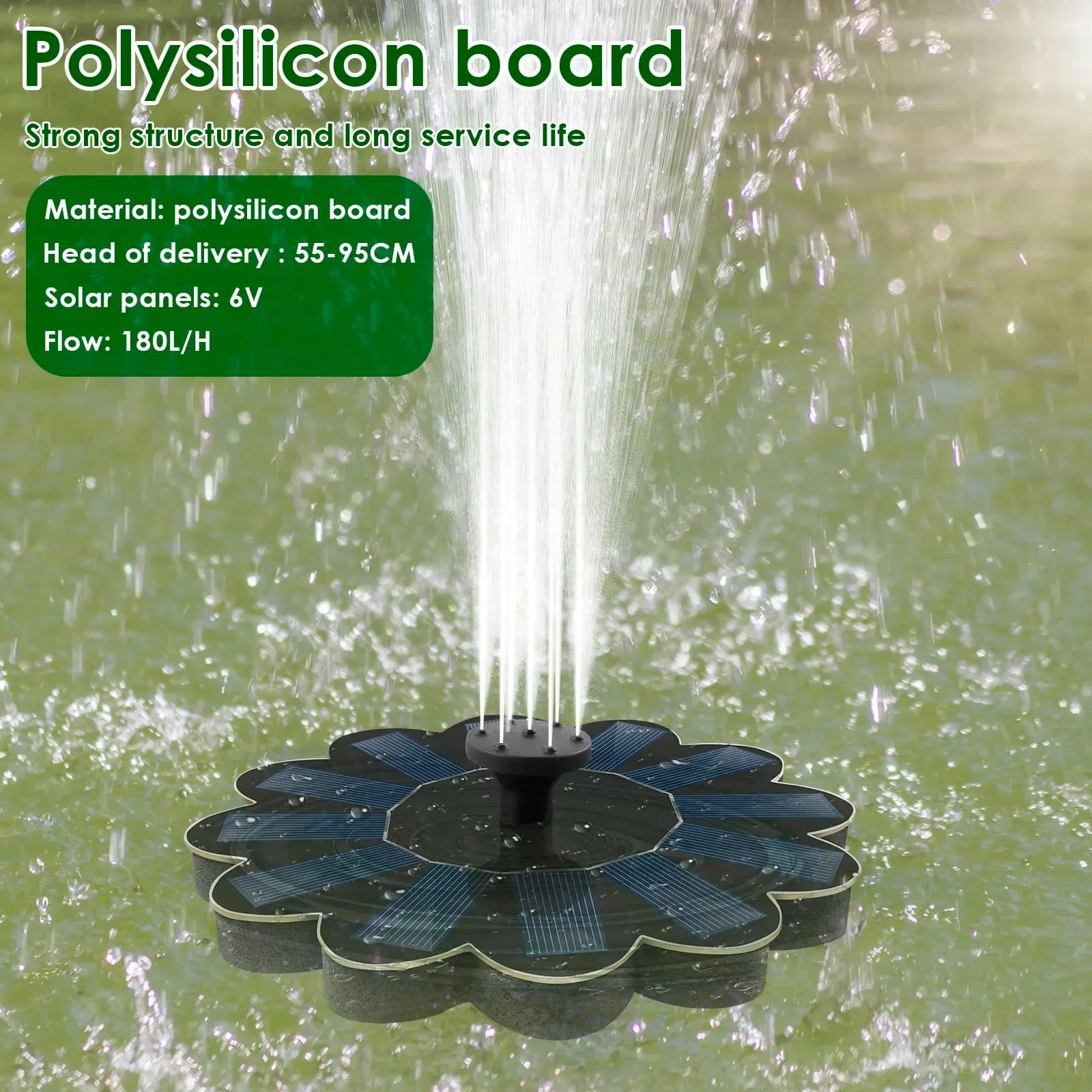 EcoSpray Solarbrunnen | 100% Solarenergie | Flexibel mit 5 Düsen | Für Garten & Balkon