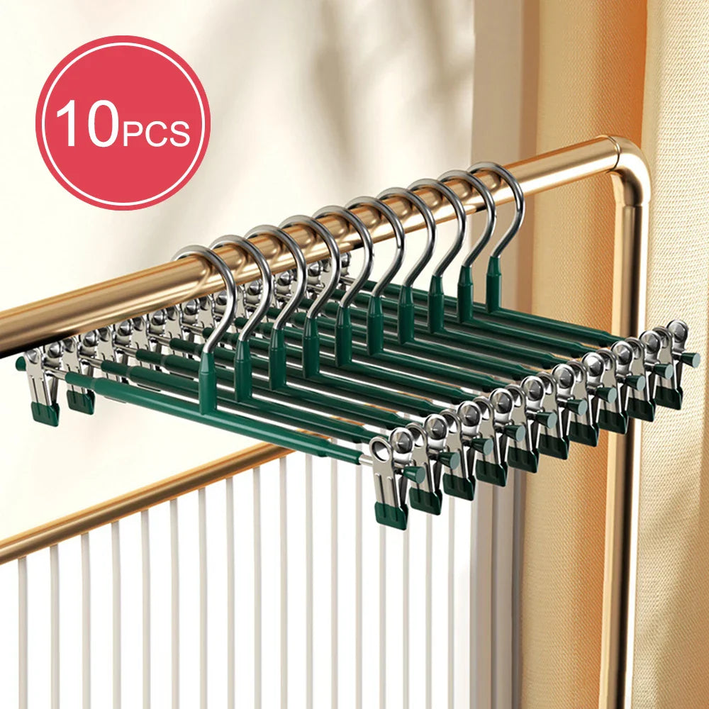 HangFlex | Edelstahl Kleiderbügel mit Clips | Verstellbar & Rutschfest | Platzsparend für Kleidung & Wäsche