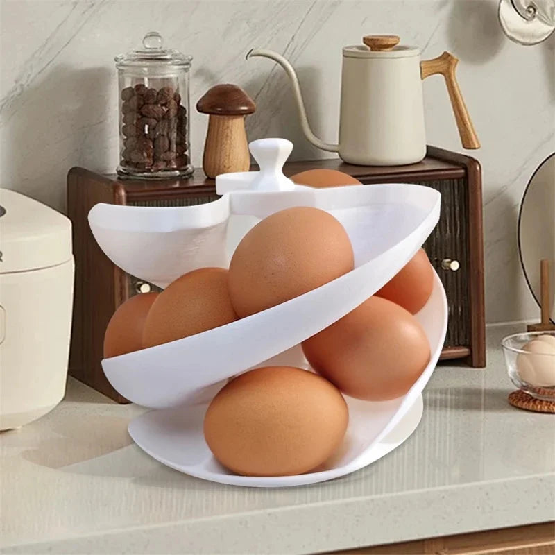 EggStream Pro | Selbstrollender Eierhalter | Kompaktes Stapeldesign | Für 18 Eier | Frische-Organizer