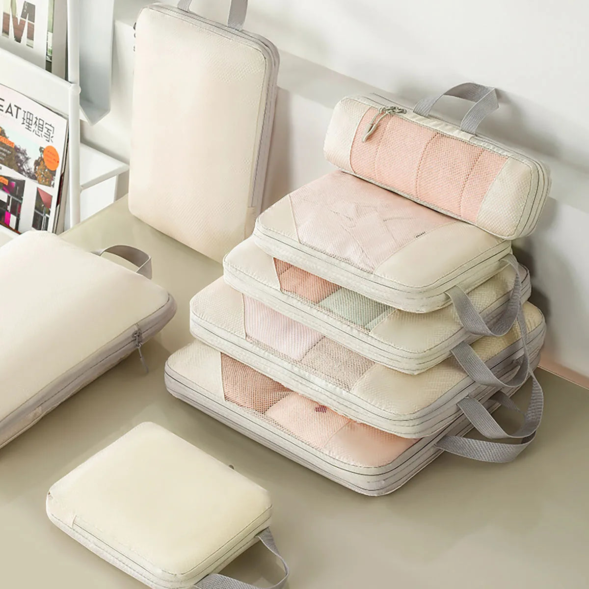 ZipSpace Organizer Set | Komprimierbar & Wasserabweisend | 5-teilig | Mit Mesh-Fenster