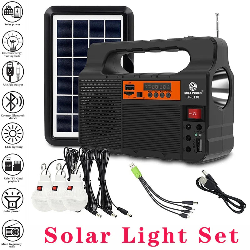 Luminova | Solarbetriebene Energiebox | Licht, Musik & Powerbank | Für Camping, Garten & Notfälle
