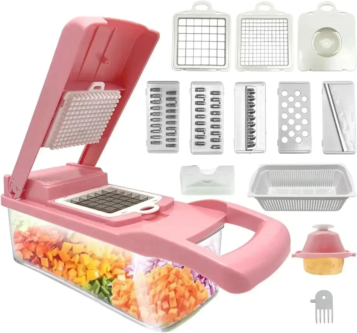 CookSmart | 12-in-1 Gemüseschneider | 7 Edelstahlklingen, rutschfest & BPA-frei | Schneiden, Würfeln, Raspeln & Hobeln für die Küche