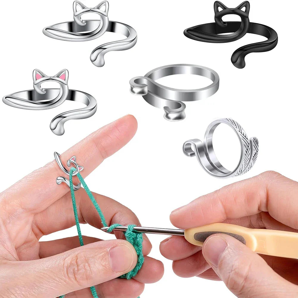 ThreadEase Fadenführungsring | Ergonomisch & Verstellbar | Für Stricken & Häkeln | Komfort für Anfänger & Profis