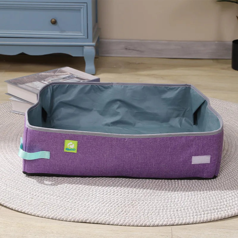 PurrFlex Litter Box | Halbgeschlossen & Faltbar | Wasserdichtes Oxford-Gewebe | Für Komfort & Hygiene