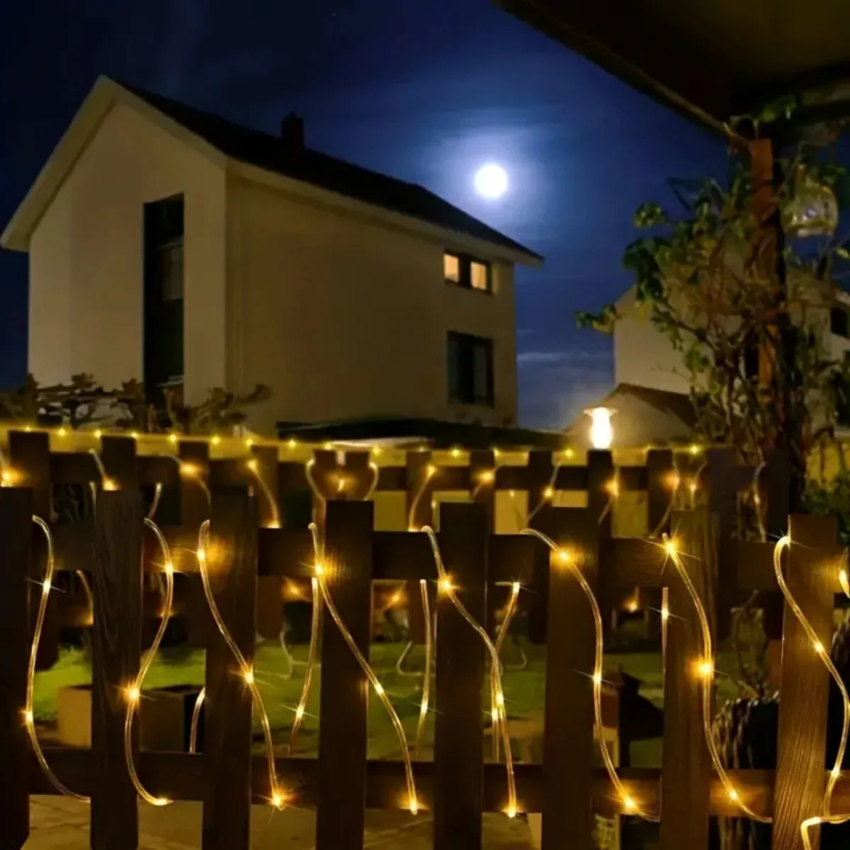 SolarGleam RopeLight | Solar Lichterkette | Retro-Hanfseil | Warmweiß | Für Garten, Balkon & Terrasse