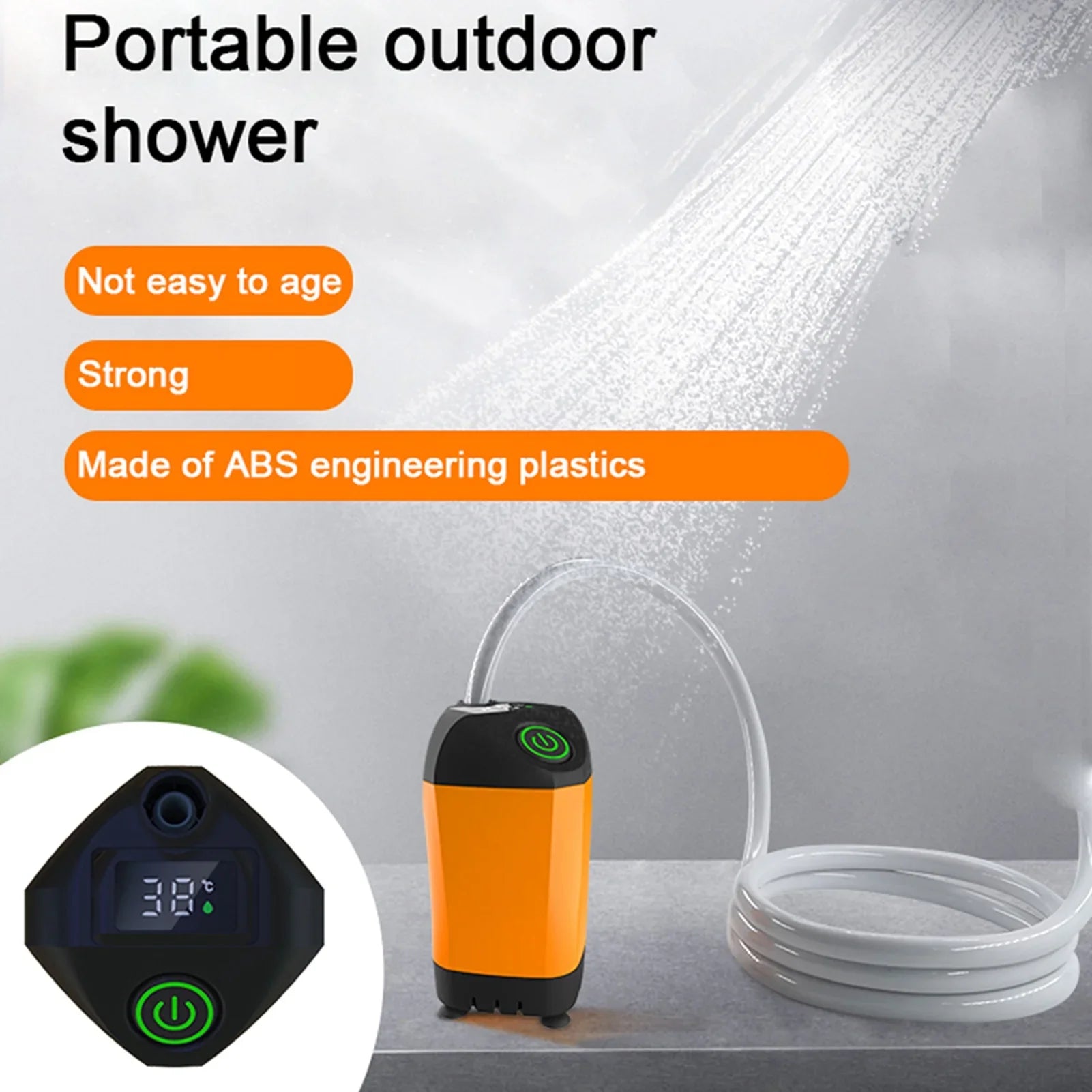 HydroStream Portable Dusche | Tragbar & Leistungsstark | 90 Minuten Akkulaufzeit | IPX7 Wasserdicht