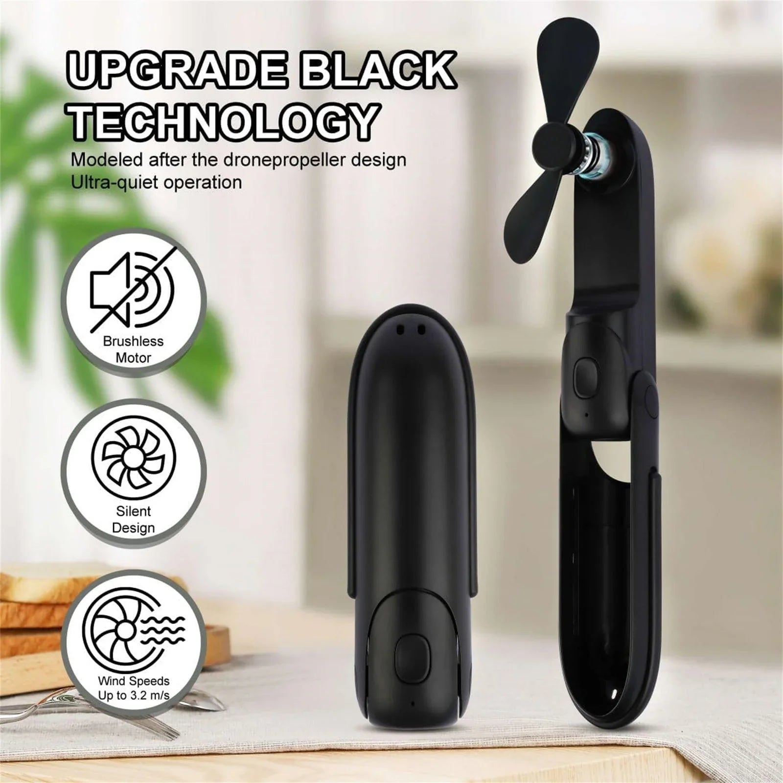 BreezeMate | 3in1 Mini Ventilator | Handventilator, Powerbank & LED Lampe | Kompakt & Sicher