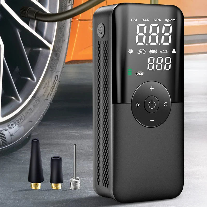 Pneumax GoAir | Digitaler Kabelloser Mini-Kompressor | Mit Powerbank & LED | Für Auto & Bike