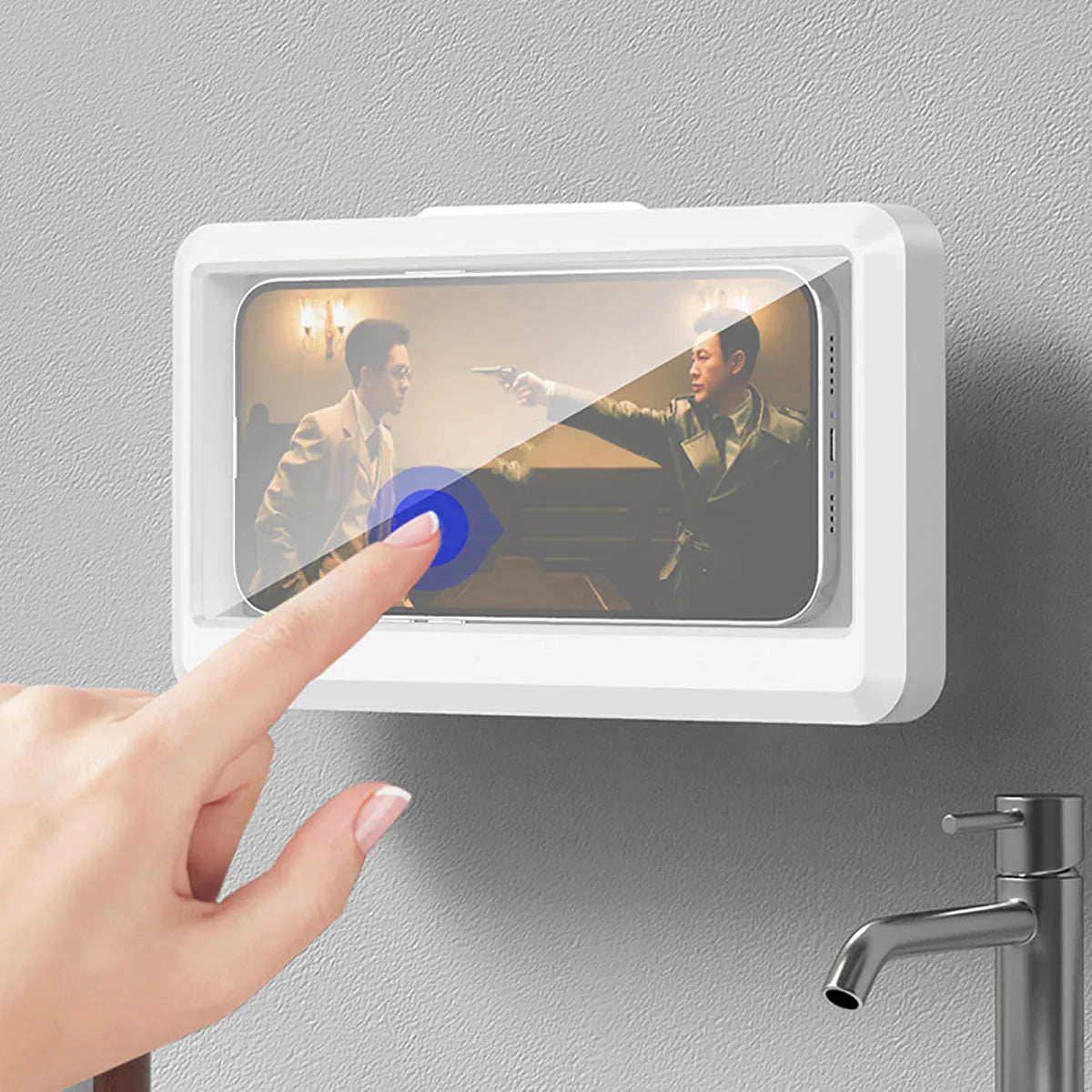 SplashView | Wasserdichte Handyhalterung | Touchscreen-kompatibel & Bohrfrei | Für Dusche, Bad & Küche