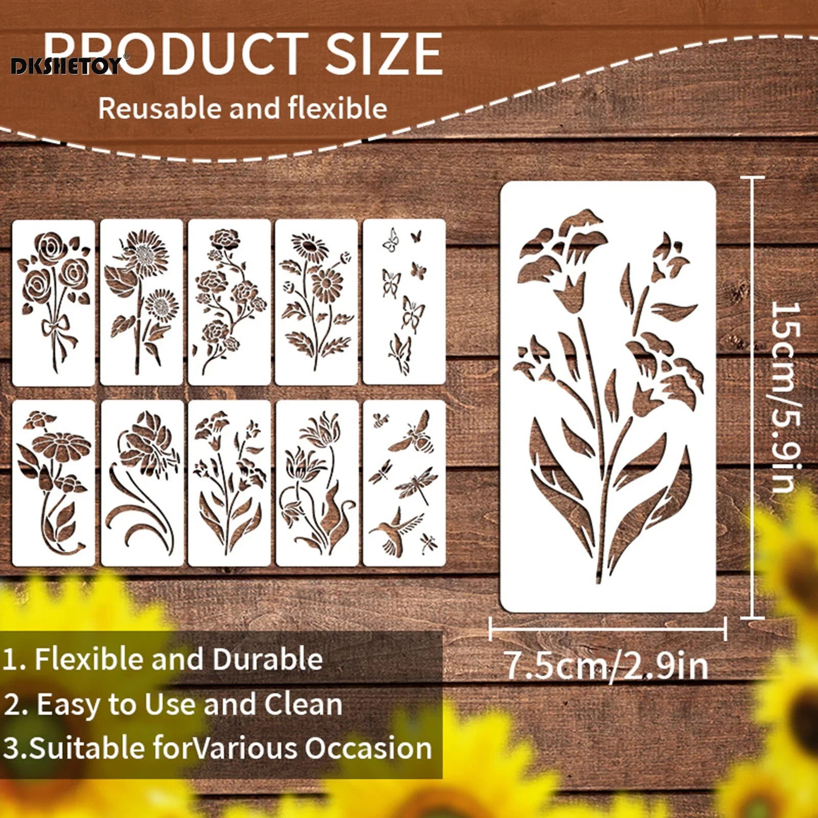 Artiflex Schablonen-Set | Kreative Muster für DIY-Projekte | Wiederverwendbar & Flexibel | 10-teiliges Set