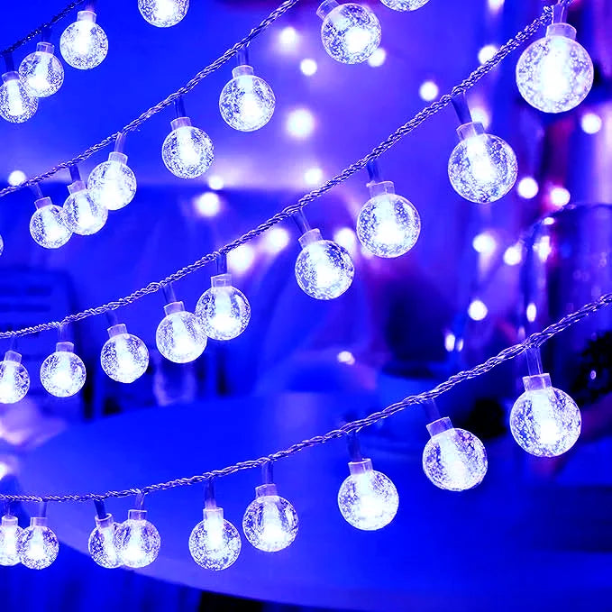 BubbleGlow LED-Lichterkette | Kugelförmig | 10/20/40 LEDs | USB- und batteriebetrieben | Warmweiß, Blau oder Mehrfarbig | Ideal für Hochzeits- und Partydekoration