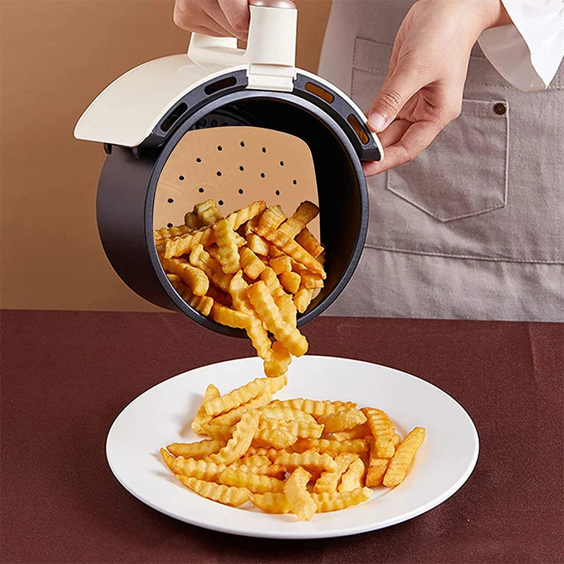 CrispMate Backpapier | Perforiert für Heißluftfritteusen | 100 Stück | Hitzebeständig