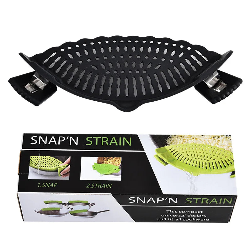 FlexiSieb Topf-Abgießhilfe | Silikon mit Edelstahl-Clips | BPA-frei & Kompakt | 22,5 cm